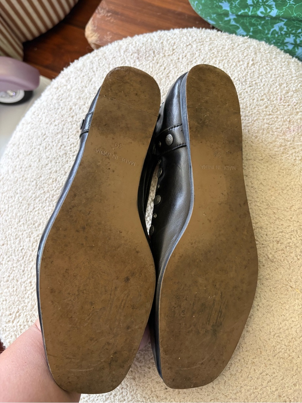 Free People Studded Black Leather Ankle-Strap Flats - Picture 5 of 5